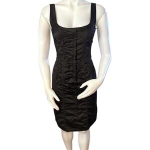 Nina Ricci Silk/Cotton Black Ruffled Sleeveless Mini Dress Size FR36 US2 UK6